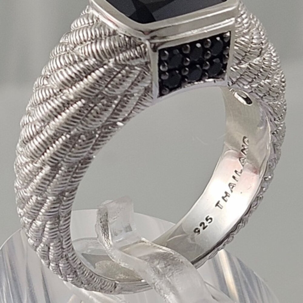 Judith Ripka Black CZ & 925 Silver Ring Statement Sz 8 - Picture 6 of 10